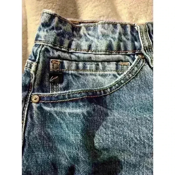 Kancan Distressed Jean Short Size15/31 Medium Wash Denim Frayed Hem Women - Picture 8 of 11